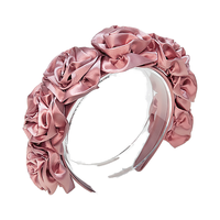 Bandeau fleur en satin tridimensionnel de luxe pour filles et dames accessoire de cheveux à large bord à la mode