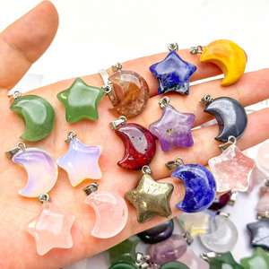 Hot Bán Chất Lượng Cao Reiki Tinh Thần Sản Phẩm Chữa Bệnh Tinh Thể Thủ Công Màu Đỏ Lửa Thạch Anh Hỗn Hợp Chất Liệu Sao Mặt Trăng Mặt Dây Chuyền Cho Tự Làm - Product Image 1