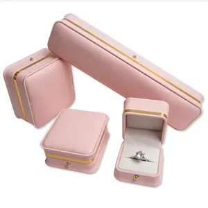 SESI奢华 '珠宝盒包装定制标志粉色吊坠手链项链戒指PU皮革首饰盒