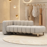 Canapé de Chambre ou de Salon Moderne de Luxe en Velours Style Scandinave avec Dossier Accessible, Chaise Longue Impériale et Banc à Chaussures