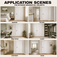 Porte intérieure moderne à 2 panneaux moulurés, apprêt blanc, cadre en bois massif, âme en nid d'abeille, pour chambre, appartement, projet de maison