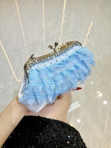 New Fashion Polyester Rhinestone <b>Sequin</b> Lace Women's Handbag Crossbody Shoulder <b>Bag</b> for Dinner Occasions Tanjing - Product Image 2