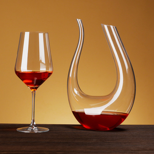 Wijnkaraf met de hand geblazen loodvrij kristalglas, <span class=keywords><strong>U</strong></span>-vormige karaf, rood, groen, roze, blauw, zijden karaf - Product Image 5