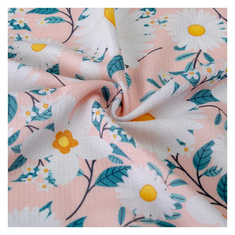 Custom Wholesale Fashion Floral Print Design Polyester Fabric HN002# Daisy Chiffon Fabric Printing for Woman Dress