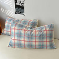 Parure de lit 4 pièces en microfibre lavée, motif géométrique à carreaux, drap de lit et housse de couette trois ou quatre pièces – Vente chaude