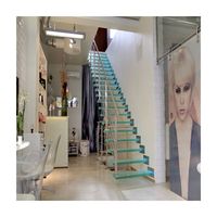 Conceptions personnalisées en usine Escalier de maison en duplex avec bande de roulement en verre feuilleté trempé Escalier d'intérieur invisible