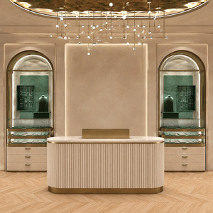 Vitrine de luxe en acier inoxydable, présentoir à bijoux écologique, vitrine robuste et étanche, éclairage LED, boîte à bijoux - Product Image 2