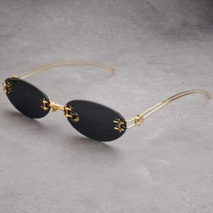 Nouvelles Lunettes de Soleil Ovales Tendance 2025 pour Femmes, Monture Sans Cadre Élégante pour Visage Ovale - Product Image 1
