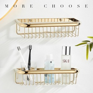 Étagère de rangement de salle de bain standard en cuivre massif, panier mural carré pour douche et toilettes, sans perçage requis - Product Image 2