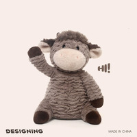 Peluche personnalisée en gros, mini jouet en peluche, animal en peluche avec rembourrage en polyester et coton PP, oreilles mobiles brodées, 35 cm
