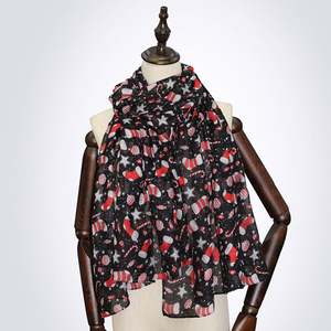 Bufanda Navideña con Estampado de Copos de Nieve y Bastones, Bufanda con Patrones Navideños, Chal para Mujer, Hilo, Regalo, Disfraz, Accesorio Decorativo - Product Image 3