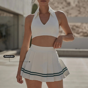 MIQI Ropa Deportiva Fitness Golf Wear Yoga Conjuntos Mujer Tenis Falda Conjunto 2 Piezas Trajes Tenis Golf Skorts Falda Conjuntos - Product Image 1