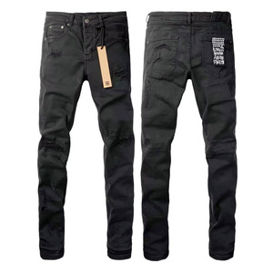 Jeans Biker de Mezclilla Elástica con Lavado Vintage Y2K para Hombre, Ajustados, Rotos, con Pedrería, Forro Polar Transpirable para Invierno, Estilo Urbano - Product Image 3