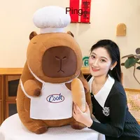 Peluche Capybara Chef Super Douce en Coton PP Rembourrée, Cadeau Populaire pour Anniversaires de Filles
