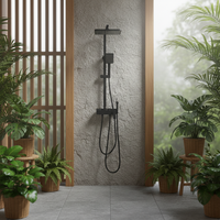 Ensemble colonne de douche thermostatique carrée TM-1005 en laiton noir avec pommeau de douche pluie et cartouche céramique