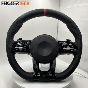 Volant Feigeer Tech <span class=keywords><strong>AMG</strong></span> Dragonfly avec revêtement en cuir cousu main et cache-haut-parleurs pour <span class=keywords><strong>Mercedes</strong></span>-Benz W204 W205 C63 E63 GLE CLA - Product Image 1