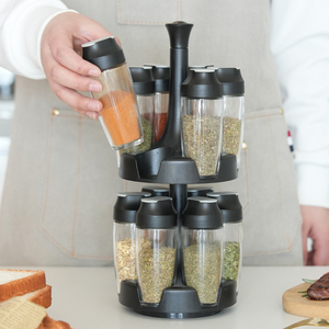Porte-épices rotatif susan paresseux en verre vide mini bouteille de pot d'épices d'assaisonnement avec support rotatif vente en gros - Product Image 5