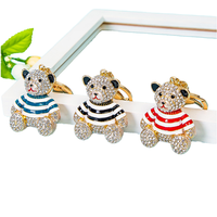 Mignon strass ours en peluche porte-clés cristal animaux ours porte-clés Bling métal Couple saint valentin ours en peluche porte-clés breloque
