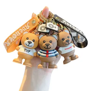 Лидер продаж, брелок для ключей с 3D силиконовым мультяшным животным, милым медведем, персонализированный 3D брелок для ключей, симпатичная кукла, брелок с медведем из ПВХ