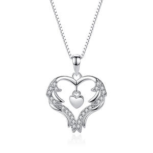 D533 925 Sterling Silver Angel's Kiss Collier Coeur Pendentif Simple Zircon Haute Qualité pour Femme Bijoux Cadeau - Product Image 6