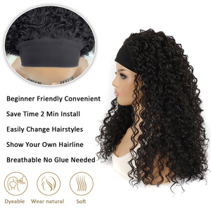 Peluca de pelo sintético rizado profundo y largo estilo diadema africana para mujer, peluca <span class=keywords><strong>con</strong></span> diadema para mujer, <span class=keywords><strong>postizo</strong></span> de moda de aspecto Natural, uso diario - Product Image 4