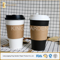 Gobelets en papier personnalisés écologiques à paroi simple isolés 4oz-22oz, manchons en papier recyclable, couvercles jetables pour café chaud