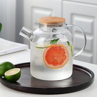 Ensemble de théière en verre au design moderne, résistant à la chaleur, récipient transparent pour jus de fruits avec poignée pour le thé, la limonade, outil de cuisine en stock