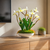 Fleurs d'orchidées artificielles réalistes en plastique faites à la main pour Noël, Halloween, mariage, fête des mères, remise de diplôme, maison, hôtel