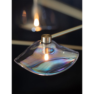 Designer-Handcrafted Modern Minimalist Glass Chandelier Irregularly Shaped for <b>Dining</b> Living Room; Unique Style Pendant <b>Lights</b> - Product Image 4