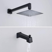 Système de douche Aquacubic avec pommeau de douche carré de 8 pouces, ensemble de robinetterie de douche et robinet de baignoire