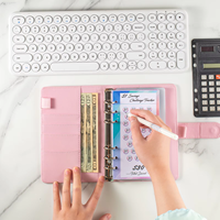 Carnet à spirales A6 en cuir PU, couverture rigide, pour le défi d'épargne, avec enveloppes pour espèces - Vente en gros