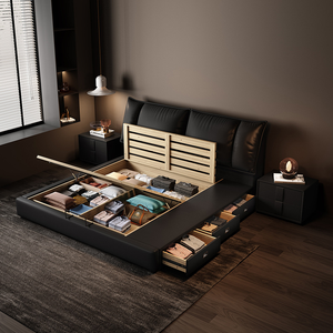 Spacious Modern King Size <strong>Bed</strong> with <strong>Under</strong> <strong>Bed</strong> Storage <strong>Drawers</strong>, Large Bedroom Furniture for Master Bedroom and Luxury Hotel Use - Product Image 5