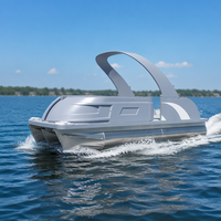 Yacht de sport en fibre de verre 2026 Design, bateau ponton de luxe 20 places avec système audio, salon avant, échelle, écran LCD, pour fêtes aquatiques