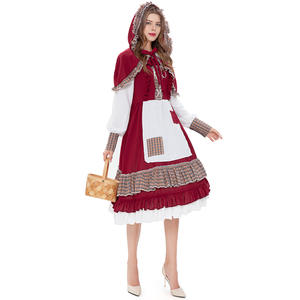 Ferme rurale succession femme de chambre robe à capuche <span class=keywords><strong>adulte</strong></span> petit <span class=keywords><strong>chaperon</strong></span> <span class=keywords><strong>rouge</strong></span> scène Costume de jeu de rôle scène Costume de Performance - Product Image 4