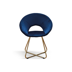 Juego de 2 sillas Iris de terciopelo azul con base de metal para sala de estar interior - Product Image 2