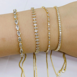 Bracelets tennis élégants en or véritable plaqué 18 carats avec zircon cubique taille marquise pour femmes, bijoux de luxe pour mariage et fêtes - Product Image 4