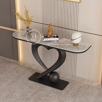 Console d'entrée en métal et dalle de roche, style italien, luxe léger, moderne et minimaliste, personnalisable, pour hôtel, appartement, salon