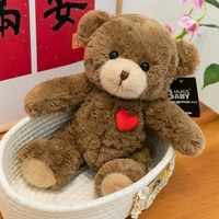Peluche ours en peluche brodée mignonne avec cœur - Cadeau de la Saint-Valentin pour soulager le stress et s'endormir dans les bras