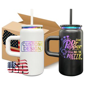 Nouveau RTS USA Entrepôt Blanc Sublimation En Acier Inoxydable Isolé Sous Vide Blanc Macaron 16oz Peut Tasse avec Poignée Colorée pour DTF - Product Image 4