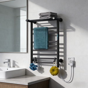 Serviettes électriques intelligentes en aluminium chauffer 12M ligne électrique chauffée serviettes rack monté au mur <span class=keywords><strong>noir</strong></span> <span class=keywords><strong>mat</strong></span> - Product Image 2