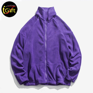 IGift RPET Reciclar Plásticos Respetuoso con el medio ambiente Unisex Logotipo Impreso Púrpura Polar Fleece Vintage Oversize sudadera con cremallera - Product Image 1