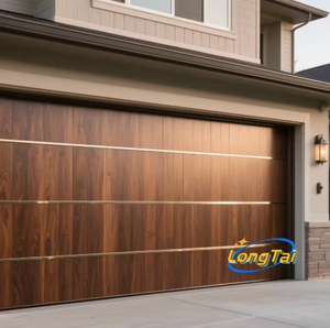 Portes <span class=keywords><strong>de</strong></span> <span class=keywords><strong>garage</strong></span> coulissantes LongTai à économie d'énergie, en bois <span class=keywords><strong>de</strong></span> noyer noir 9x8, avec rails en aluminium et fenêtres doubles en verre <span class=keywords><strong>sur</strong></span> le dessus - Product Image 5