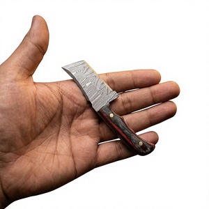 Couteau de chasse et de survie à lame fixe mini, pointe tombante, en acier Damas de qualité industrielle, fabriqué à la main, manche en bois OEM, facile à utiliser - Product Image 4