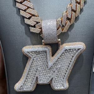Collar con Colgante de Letra Inicial N en Estilo Inglés Antiguo Personalizado, con Diamantes CZ AAA, Estilo Hip Hop, Joyería Personalizada de Fábrica - Product Image 1