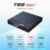 D'origine T95max plus android tv box 4 go ram 32 go rom wifi double 8K câble tv box Amlogic s905x3 box android T95 max +