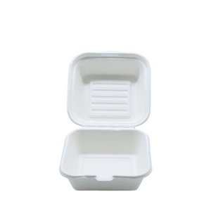 Biodegradable blanco hamburguesa caja de caña de azúcar fibras 6 pulgadas - Product Image 1