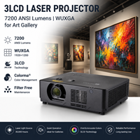 Projecteur laser 3LCD 7200 lumens ANSI Wuxga pour salles d'exposition, haute luminosité, zoom 1,6x