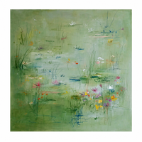 Peinture sur toile murale impressionniste de style Monet, étang aux nénupharis verts, pour salon, galerie, décoration botanique