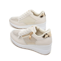 Chaussures décontractées pour femmes en gros, nouveau design, baskets à strass, chaussures à plateforme en maille respirante, chaussures de marche à semelle épaisse pour femmes