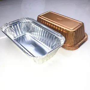 Wadah makanan sekali pakai warna cetak aluminium Foil wadah makanan kelas timah kotak Foil 199*115*55mm 650ml kue Baking Foil Model